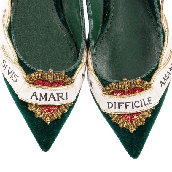 Dolce & Gabbana - Velvet Sacred Heart Amanti Embroidered Ballet Flats BELLUCCI G - Picture 5 of 5